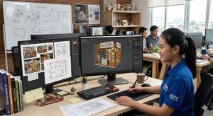 pembuatan 3D perencanaan booth